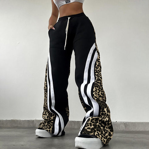 Women's Printed Striped High Waist Trousers